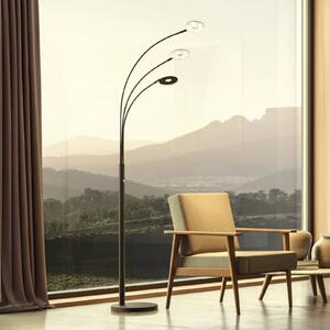 LED stojacia lampa Dent, čierna, 185 cm, kov, CCT, 3 svetlá