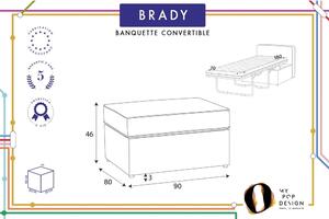 Krémovobiela polstrovaná rozkladacia lavica My Pop Design Brady, 80 cm