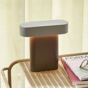 HÜBSCH LED stolová lampa Sleek, hnedá/svetlosivá liatina, PC