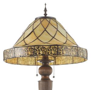 Dekoratívna stojaca lampa Diamond tienidlo Tiffany, Krémová / jantárovo žltá, Obývacia izba / jedáleň, Sklo, Tiffany, Stojaca lampa
