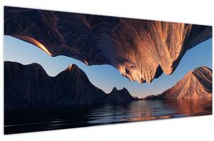 Obraz - 3D útesy (120x50 cm)