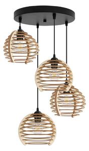 Závesné svietidlo Timber, 4x drevené tienidlo, o, n