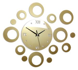 Moderné nástenné hodiny RINGS GOLD gold (nalepovacie hodiny na stenu)