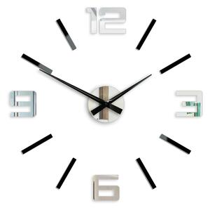 Moderné nástenné hodiny SILVER XL BLACK-MIRROR blackmirror (nalepovacie hodiny na stenu)