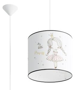 Detské závesné svietidlo Princess, 1x plastové tienidlo so vzorom, (fi 30cm)