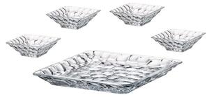 KRIŠTÁĽOVÝ PODNOS BOHEMIA MARBLE 1 + 4 MISKY