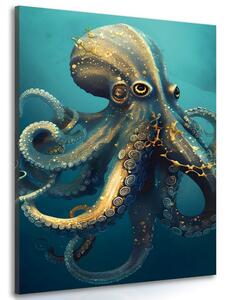 Obraz modro-zlatá chobotnica Varianta: 40x60