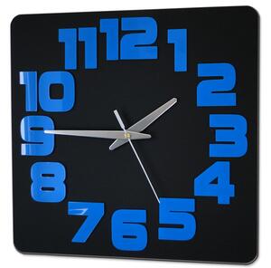 Moderné nástenné hodiny LOGIC BLACK-BLUE blackblue (nalepovacie hodiny na stenu)