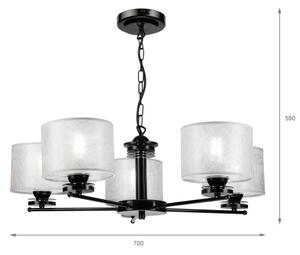 Luster na reťazi ROSA 5xE27/60W/230V čierna/šedá