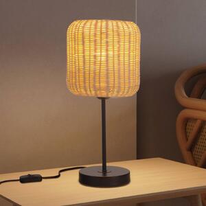 Stolová lampa Forlight Cortic, svetlohnedá, ratan, výška 41,5 cm