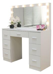 Veľký toaletný stolík biely s osvetlením 80 x 40 x 110cm