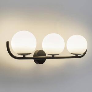 Nástenné svietidlo Forlight Sfera Triple, čierne, sklo, šírka 58 cm