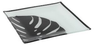 Tanier čierny list palmový 24ks set sklenený JUNGLE