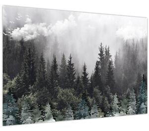 Obraz - Les s ilustrovanými prvkami (90x60 cm)