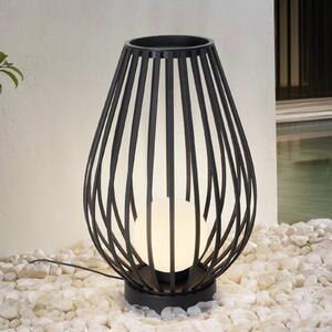 Terasové svetlo Lucande Marrin, čierne, kov, Ø 46 cm, Čierna, kov, Moderný, Lampáš