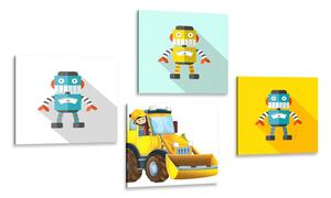 Set obrazov roboti so žltým autom Varianta: 4x 40x40
