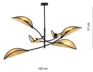 Luster na tyči LOTUS 6xE14/10W/230V čierna/béžová
