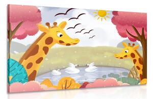 Obraz žirafy pri jazierku Varianta: 120x80