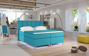 Čalúnená manželská posteľ s úložným priestorom Barino 180 - svetlomodrá