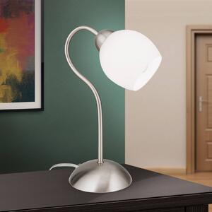 Stolná lampa Doma, saténový nikel, výška 30 cm, sklo
