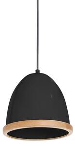 Závesné svietidlo Studio, 1x drevené/čierne kovové tienidlo, (fi 21cm), b/br