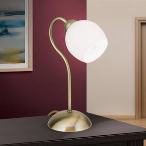 Stolná lampa Doma, farba starožitnej mosadze, výška 30 cm, sklo