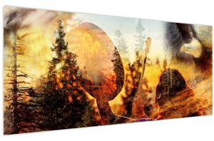 Obraz - Šamanský motív (120x50 cm)