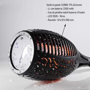 Bezdoteku LEDSolar 96 solárne vonkajšie horiacu fakľu pochodeň 1 ks, 96 LED, bezdrôtové, IPRO, 1W, teplá farba