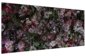 Obraz - Kvetinový múr (120x50 cm)