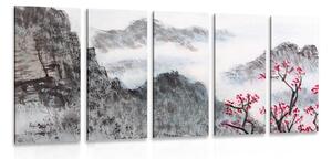 5-dielny obraz čínska krajina v hmle Varianta: 100x50