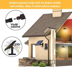 Bezdoteku LEDSolar 12 solárna závesná lampa na záhradu s diaľkovým ovládaním, iPRO, 8W, studená farba