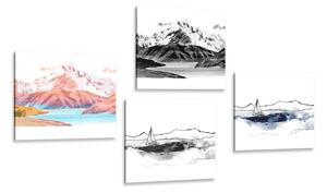 Set obrazov magická krajina v štýle maľby Varianta: 4x 40x40