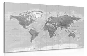 Obraz nádherná čiernobiela mapa sveta Varianta: 60x40