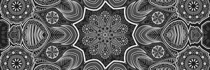 Obraz indická Mandala s kvetinovým vzorom v čiernobielom prevedení Varianta: 120x40
