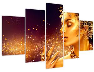 Obraz - Zlatý makeup (150x105 cm)