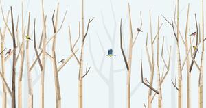 BIG FOREST AND VARIOUS BIRDS – BLUE – 150 x 75