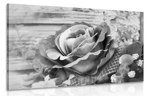 Obraz vintage ruža v čiernobielom prevedení Varianta: 60x40