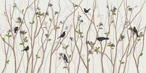 BLACKBIRD ON BLACK ROWAN – 100 x 50 cm