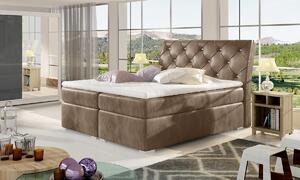 Čalúnená manželská posteľ s úložným priestorom Beneto 180 - hnedá