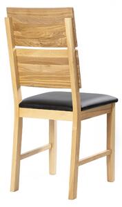 Masívne jaseňová stolička Karla s čiernou koženkou