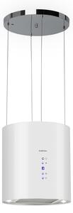 Klarstein Barett, ostrovčekový digestor, Ø 35 cm, recirkulácia 560 m³/h, LED, filter s aktívnym uhlím, biely
