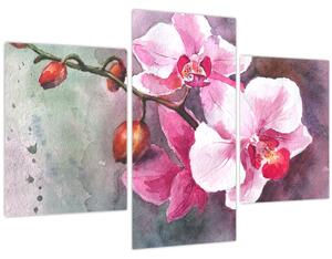 Obraz - Orchidey, aquarel (90x60 cm)