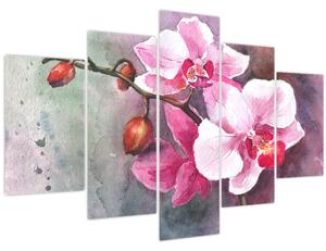 Obraz - Orchidey, aquarel (150x105 cm)