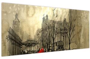 Obraz - Skica mestečka (120x50 cm)