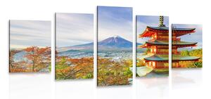 5-dielny obraz výhľad na Chureito Pagoda a horu Fuji