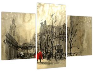 Obraz - Skica mestečka (90x60 cm)