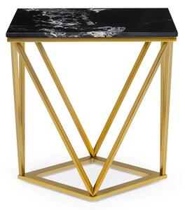 Besoa Black Onyx II, konferenčný stolík, 50 x 55 x 35 cm (Š x V x H), mramorový vzhľad, zlatý/čierny