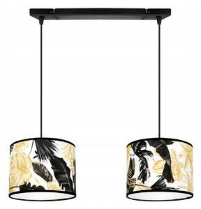 Závesné svietidlo Gold Flowers, 2x biele textilné tienidlo s kvetinovým vzorom, (výber z 2 farieb konštrukcie)