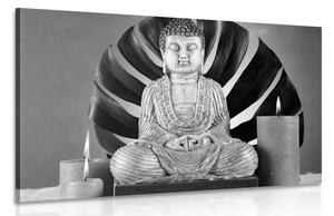 Obraz Budha s relaxačným zátiším v čiernobielom prevedení Varianta: 90x60