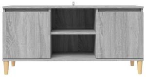 TV stolík nožičky z masívneho dreva sivý sonoma 103,5x35x50 cm